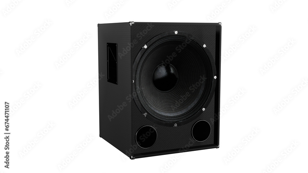 Black speaker with two speakers on the sides on isolated background, alpha png