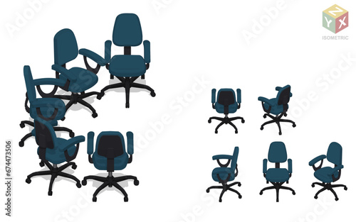 Isometric of isolated office chair