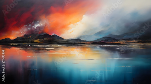 Tranquil Waterscape Dreams, Water Lake, abstract landscape art, Generative AI