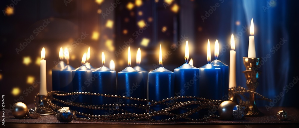 Hanukkah decorations with candles