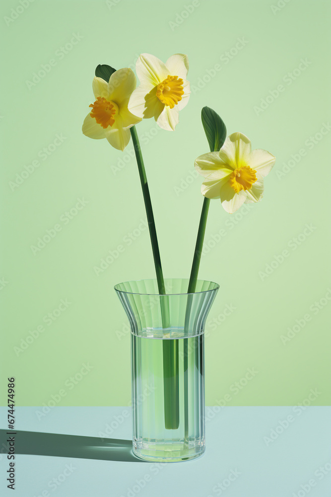 yellow daffodils in a glass vase