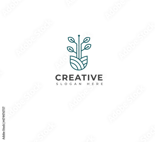 Foto Agriculture tech logo, Leaf agri tech logo vector Agriculture Logo Template Design