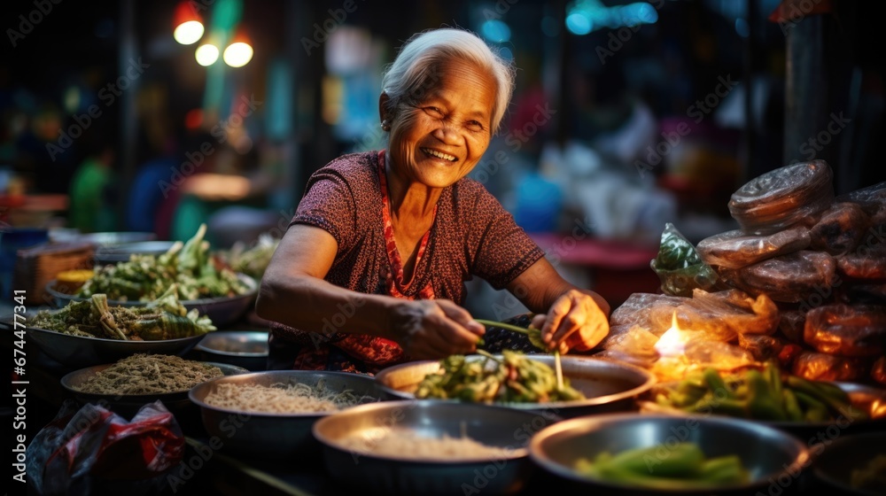 smile of female street vendor in Thailand. smile of female street vendor in Thailand.