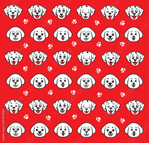 vector seamless pattern with cute dogs