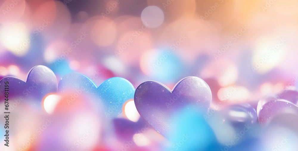 valentine day beautiful background with hearts and blurred bokeh