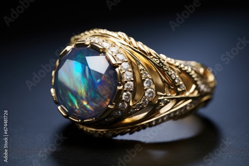 An Opal And Diamond Ring