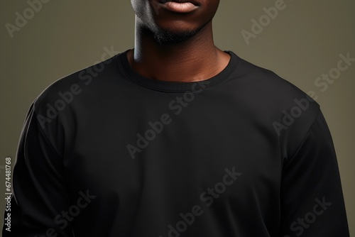 Oversized Black Shirt Mockup On African American Model photo
