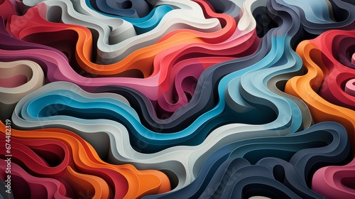 Vibrant linework pattern.Modern colorful digital waves illustration. Curving gridlines