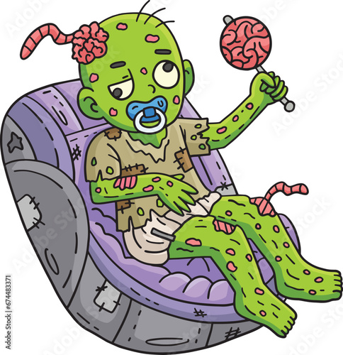 Zombie Baby Cartoon Colored Clipart Illustration