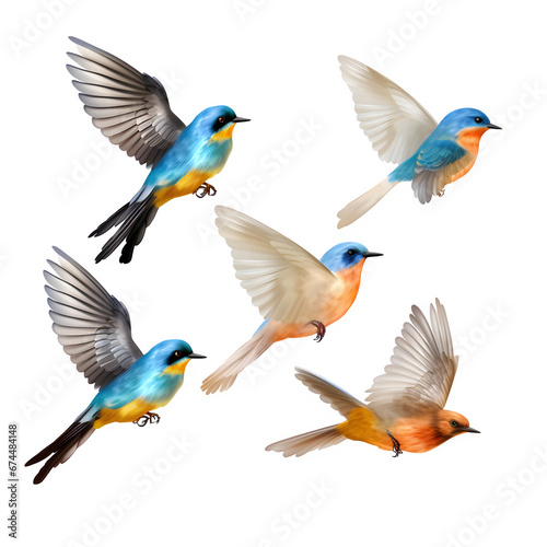 set of birds, birds in flight On transparent background Generative AI © Adnan