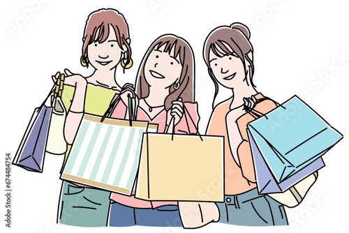 買い物を楽しむ若い女性たち