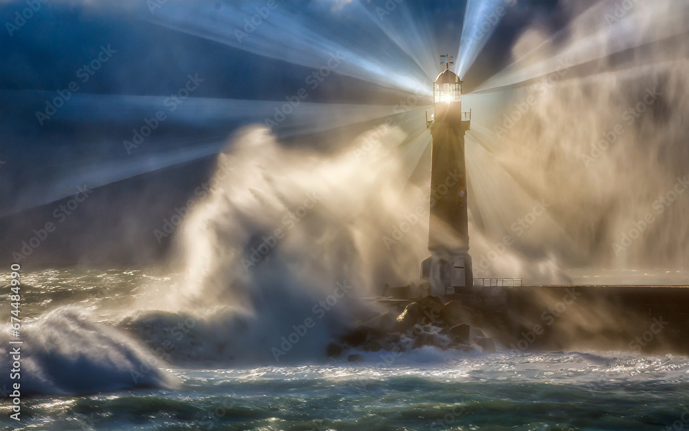Lighthouse in dramatic storms