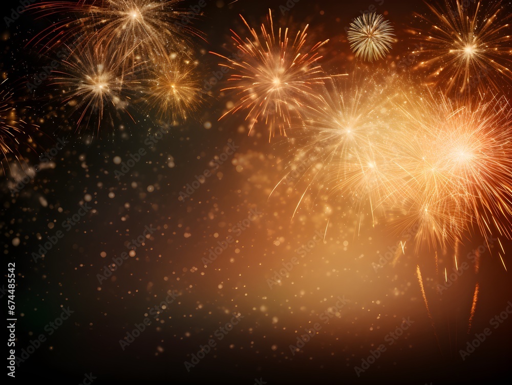 Fototapeta premium Abstract firework background with free space for text. Generative AI