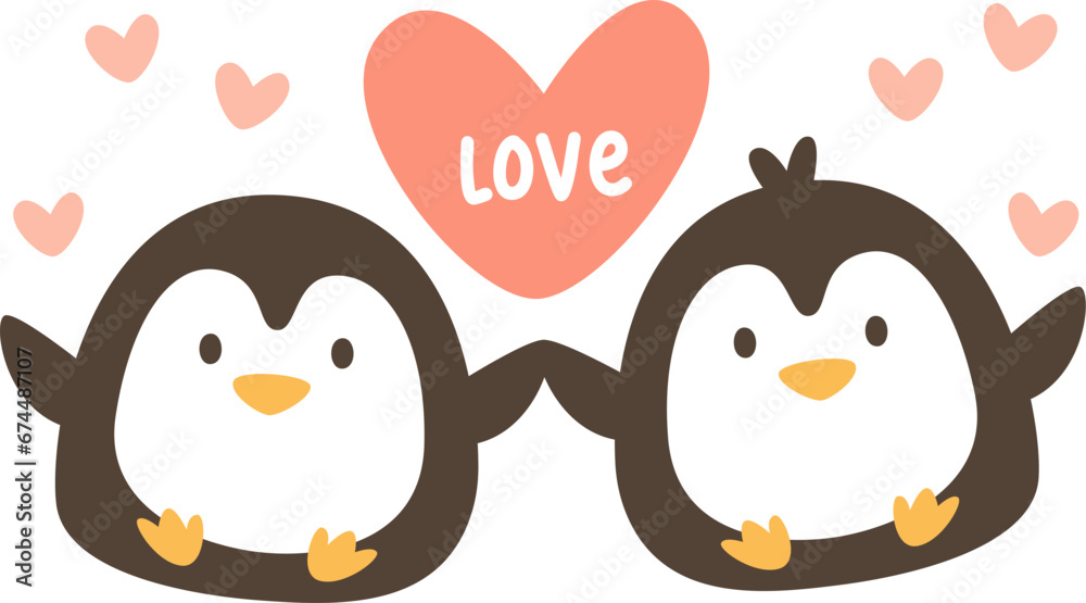 Penguins Couple With Heart Penguins Couple With Heart