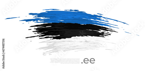 Estonia flag. Brush strokes  grunge. Stripes colors of the estonian flag on a white background. Vector design national poster  template  place for text. State patriotic banner of estonia  flyer