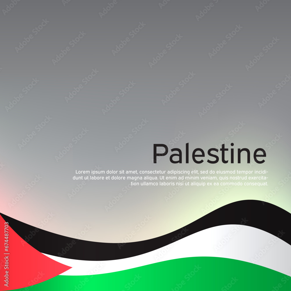Abstract waving palestine flag. National palestinian poster. Creative background for design of patriotic holiday card. State palestine patriotic cover, flyer. Vector template design