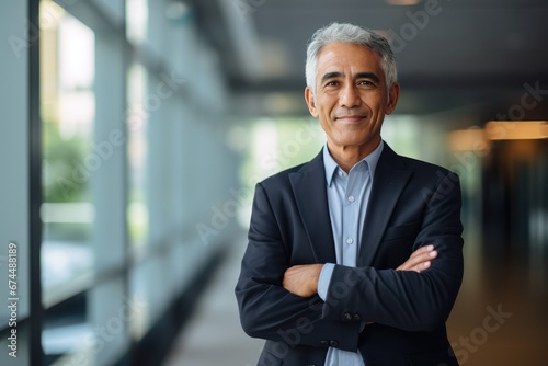 Smiling Asian Indian Businessman Boss In Modern Office