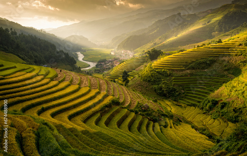 Rice terraces  sunset at in Mu Cang Chai  Yen Bai  Vietnam no 2
