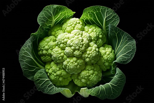 Generative AI : a green cauliflower on a transparent background photo