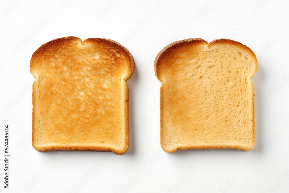 Generative AI : Toast Bread slices isolated on white background, top view Generative AI : Toast Bread slices isolated on white background, top view