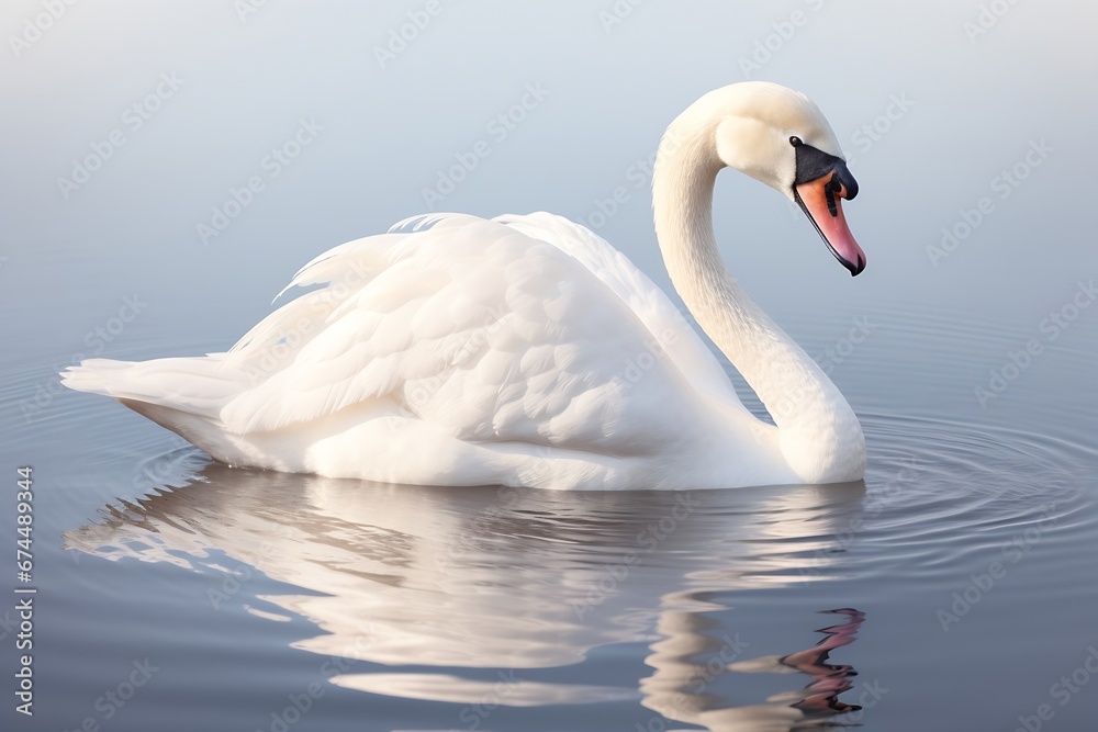 Generative AI : White swan isolated on transparent or white background. Generative AI : White swan isolated on transparent or white background.