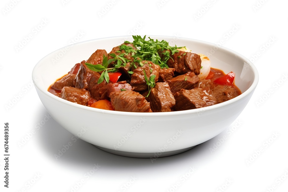 Generative AI : Hearty Irish inspired beef stew closeup in the pot on the table. Generative AI : Hearty Irish inspired beef stew closeup in the pot on the table.