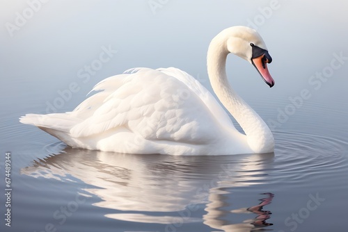 Generative AI : White swan isolated on transparent or white background.