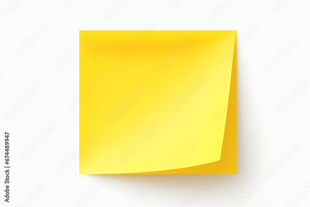 Generative AI : Yellow note paper pinned on white background Generative AI : Yellow note paper pinned on white background