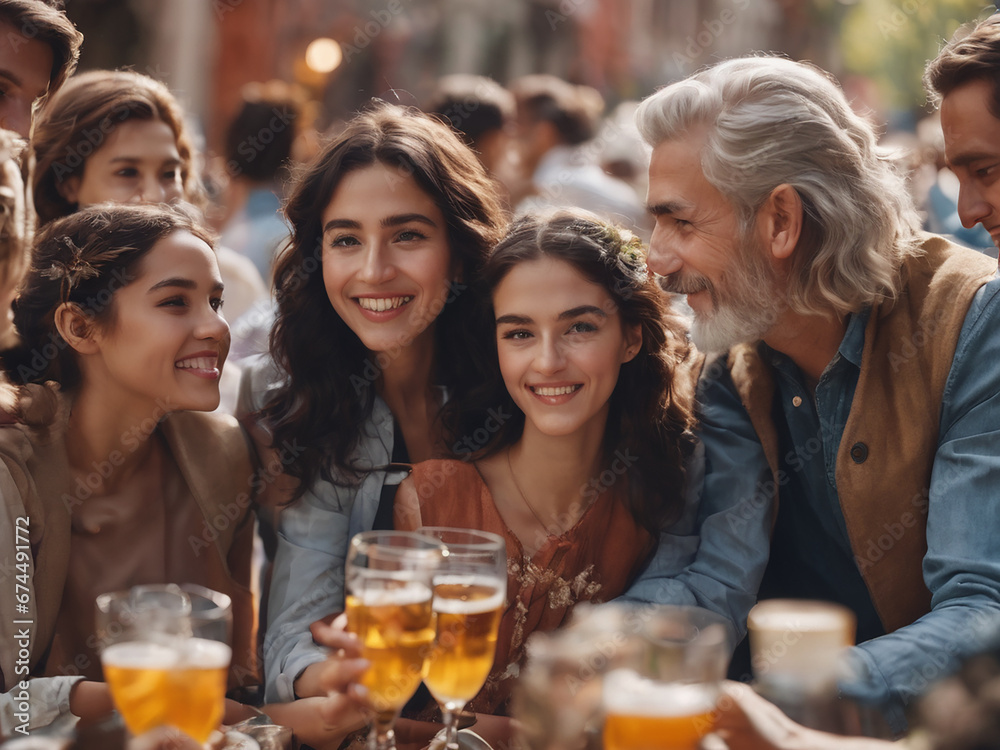 Photo of a group of people drinking and laughing together Photo of a group of people drinking and laughing together