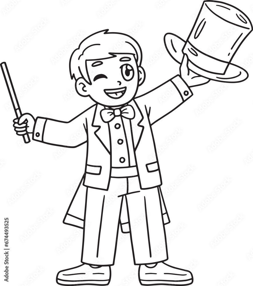 Circus Magician with a Hat and Wand Isolated Circus Magician with a Hat and Wand Isolated