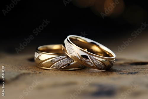 Wedding Rings Closeup With Dreamy Background
