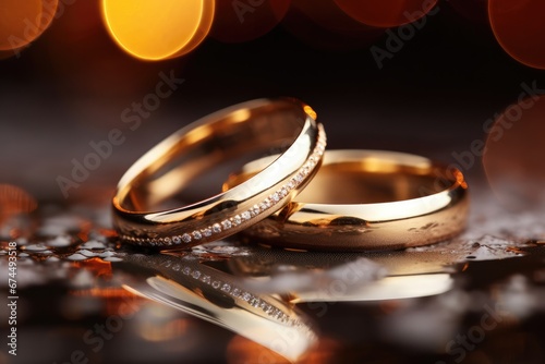 Wedding Rings Closeup With Dreamy Background