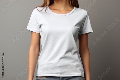 White Bella Canvas Mockup, Styled Shirt On Female Model