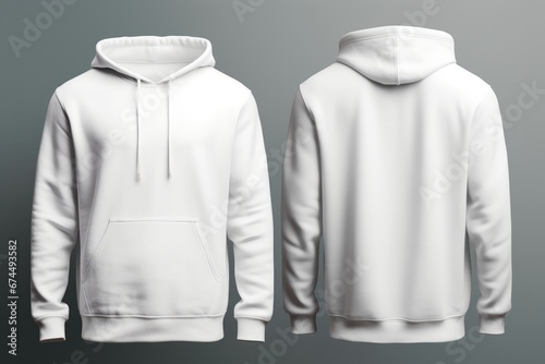 White Hoodie Mockup, Front And Back View photo