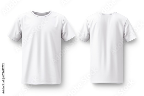 White Tshirt Template Front And Back On White Background