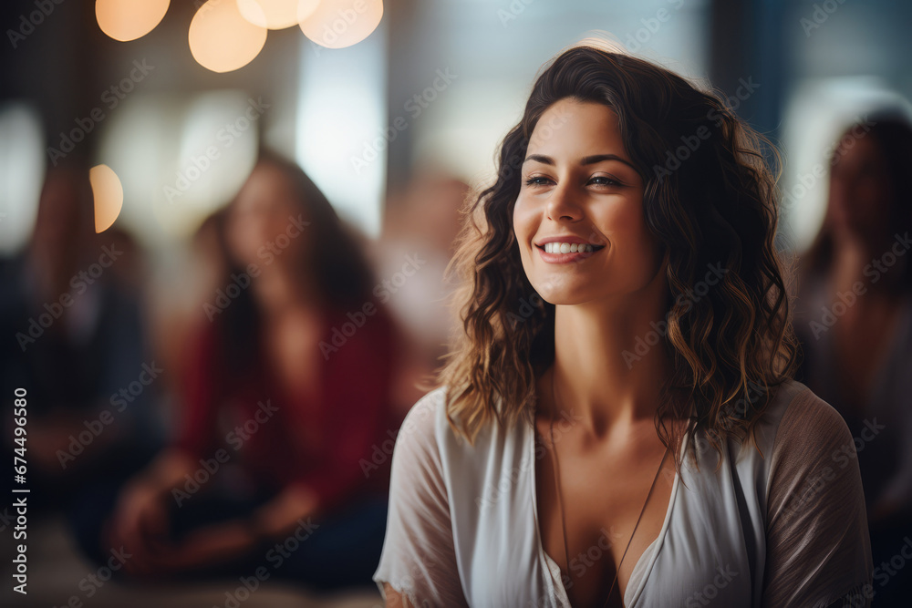 Mindfulness at Work - Employees participating in a meditation session in a corporate wellness program - AI Generated Mindfulness at Work - Employees participating in a meditation session in a corporate wellness program - AI Generated