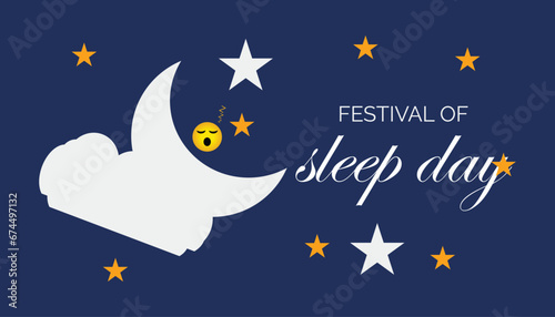 Vector illustration on the theme of Festival of Sleep day observed each year during January.banner, Holiday, poster, card and background design.
