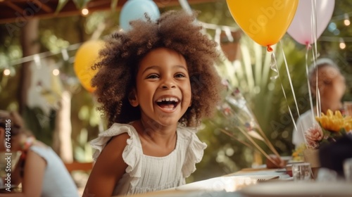 Happy afro kids gather for a sunny birthday bash, their laughter filling the air.
