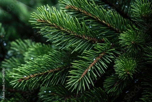 Closeup Of Beautiful Green Fir Tree Branches