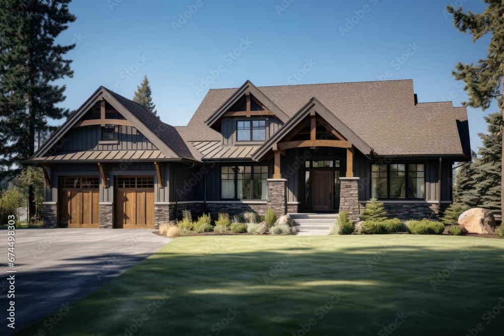 Craftsman Style Home With Three Car Garage And Elegant Doors