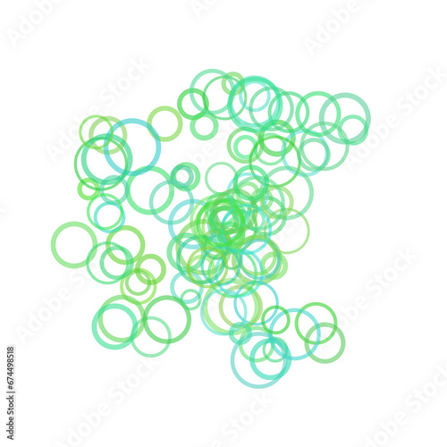 Green and blue overlapping circles, bubbles background. 