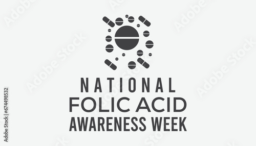 Vector illustration on the theme of National Folic Acid awareness week observed each year during January.banner, Holiday, poster, card and background design.