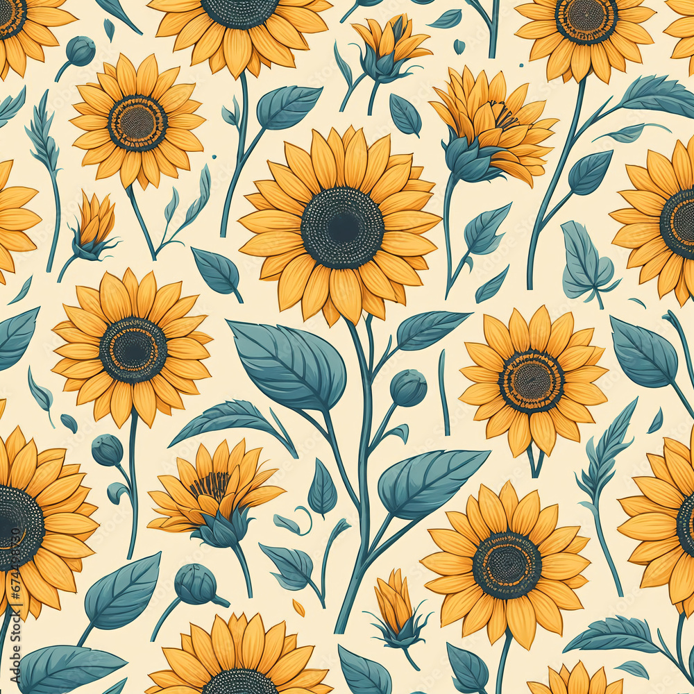 seamless background with sunflowers seamless background with sunflowers