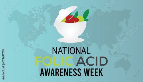Vector illustration on the theme of National Folic Acid awareness week observed each year during January.banner, Holiday, poster, card and background design.