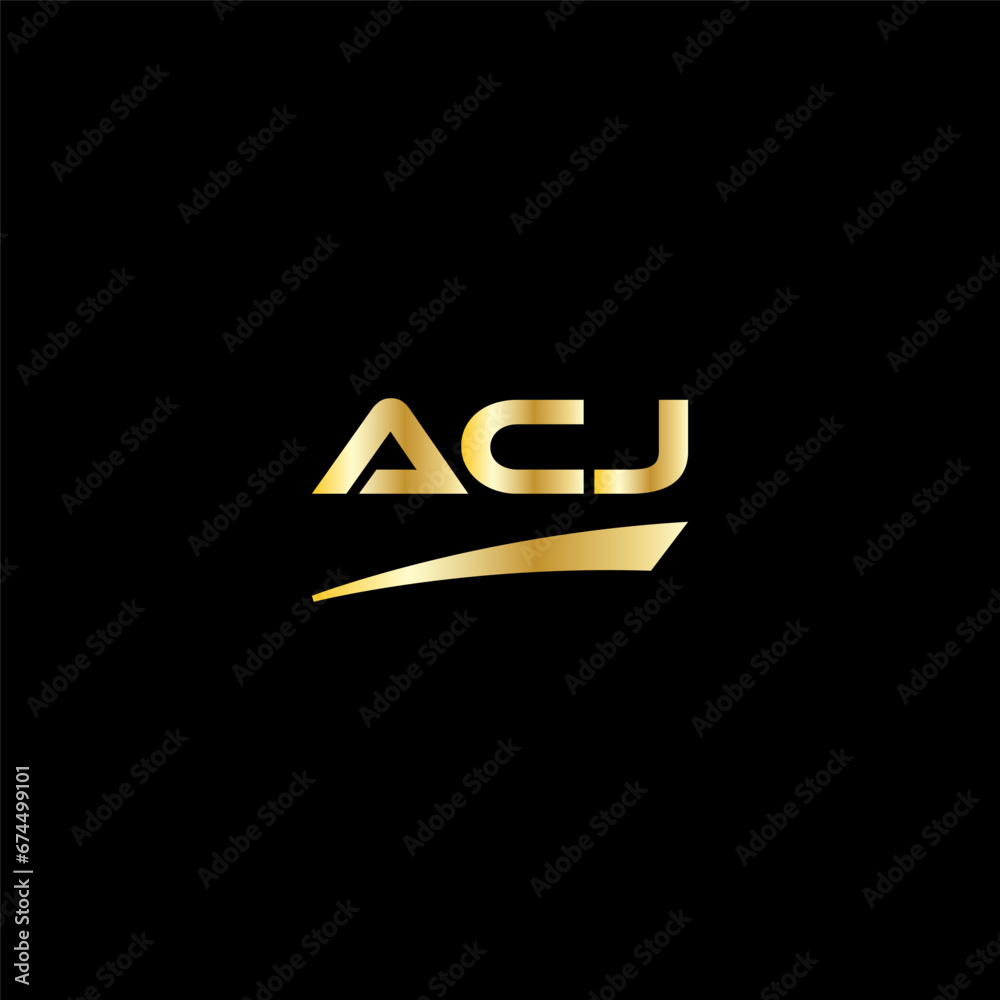 ACJ initial letter logo on black background with gold color. modern font, minimal, 3 letter logo, clean, eps file for website, business, corporate company. Modern logo templet in illustrator. ACJ initial letter logo on black background with gold color. modern font, minimal, 3 letter logo, clean, eps file for website, business, corporate company. Modern logo templet in illustrator.
