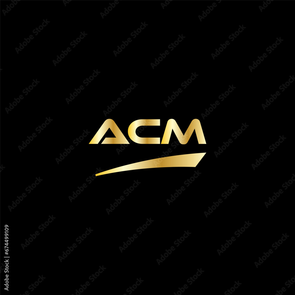 ACM initial letter logo on black background with gold color. modern font, minimal, 3 letter logo, clean, eps file for website, business, corporate company. Modern logo templet in illustrator. ACM initial letter logo on black background with gold color. modern font, minimal, 3 letter logo, clean, eps file for website, business, corporate company. Modern logo templet in illustrator.