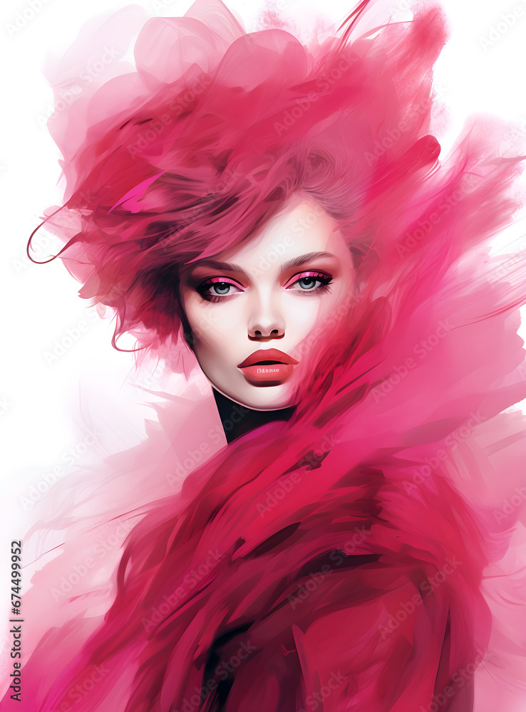 Fashion illustration of a young woman in blurred watercolor style. Fashion illustration of a young woman in blurred watercolor style.