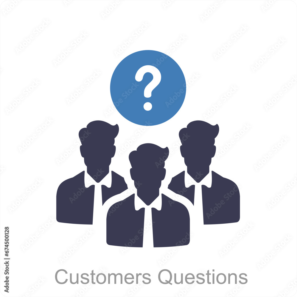 Customers questions and service icon concept Customers questions and service icon concept