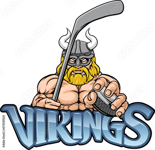 A viking man ice hockey sports team cartoon mascot