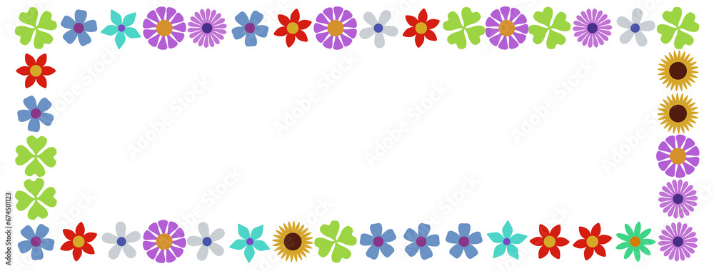 Colorful flower frame background. 3d rendering.